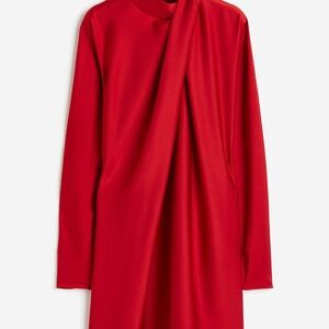 Elegant Red Draped Women's Dress